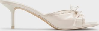 Charles & Keith Sadira Satin Ruched Bow Heeled Mules