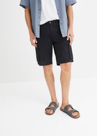 Bonprix Cargobermudas BONPRIX, Herren, Gr. 48, N-Gr, schwarz, Web, Obermaterial: 97% Baumwolle, 3% Elasthan, regular fit, Hosen Cargobermudas, leichte Qualit&auml;