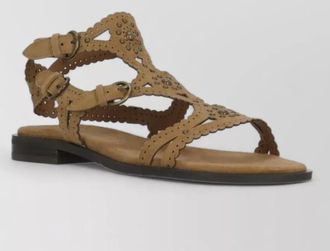 Ash studded suede flat sandals ankle straps