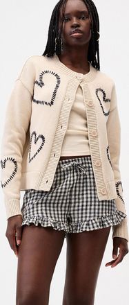 Twik Womens Contrasting hearts Cardigan Sweater