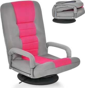 Costway Costway - Silla De Suelo Con Base Giratorio 360 &deg; Y Respaldo Ajustable En 6 Posiciones Silla De Relax Meditaci&oacute;n Sill&oacute;n Perezoso Carga Hasta 140 Kg (r