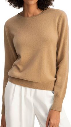 LilySilk Womens Cashmere Super Soft Crewneck Sweater in Brown at Nordstrom, Size Medium