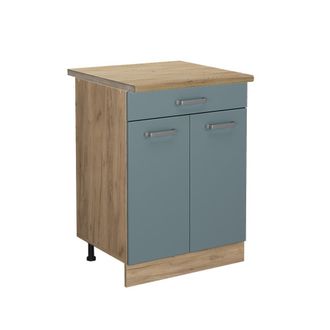 Vicco Mueble Bajo De Cocina R-line, Gris Azulado, 60 Cm Con Caj&oacute;n, Et Roble
