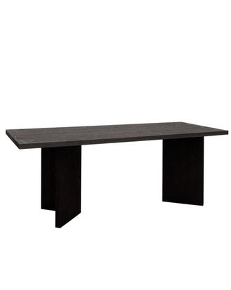 Deco Wood Mesa de comedor de madera maciza en tono negro de 160x75cm