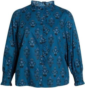 Sugarlips Minny Placed Floral Cotton Button-Up Shirt in Navy-Combo at Nordstrom, Size 3X