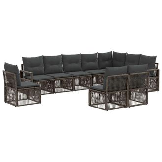 vidaXL Conjunto De Sof&aacute;s De Jard&iacute;n 10 Pcs Gris Rat&aacute;n Sint&eacute;tico Vidaxl