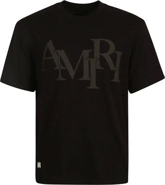 Amiri T-Shirts, male, Black, L, Staggered Logo Print T-Shirt
