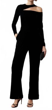 Reiss Adele Velvet Jumpsuit In Black