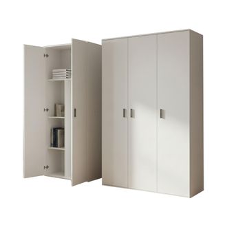 Dmora Armario Multiusos Grande Velate, Modular, 7 Estantes, 5 Puertas, 194x190h Cm Blanco