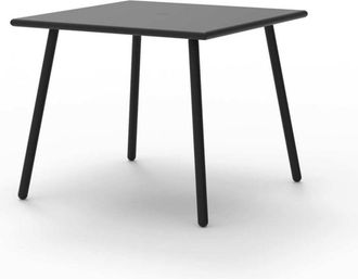 MondoViro Mesa de jardín fija cuadrada negro de metal 90x90 cm 75h
