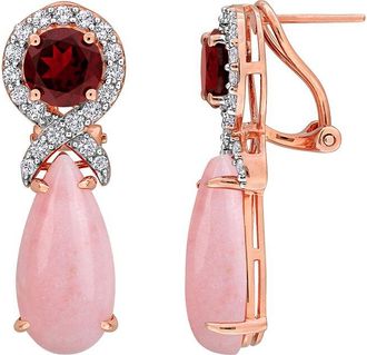 Rina Limor Silver 31.50 Ct. Tw. Pink Opal, Garnet, White Topaz Drop Earrings