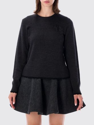 Ganni Crewneck Jumper in Wool and Organic Cotton with Dropped Shoulders