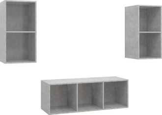 vidaXL Set De Muebles De Sal&oacute;n 3 Pzas Madera Ingenier&iacute;a Gris Hormig&oacute;n Vidaxl