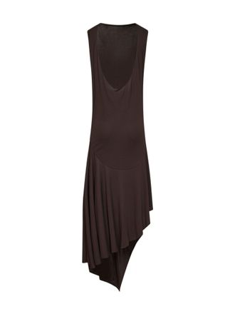Alaia Womens Midi Dress Jersey Crepe Brown Viscose