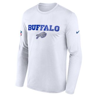Nike Buffalo Bills Rivalries Collection Sideline Legend Small Logo Nike Mens Dri-FIT NFL Long-Sleeve T-Shirt in White | 02TJ10A81-266