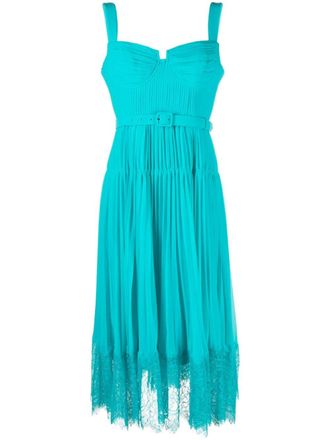 Self Portrait pleated chiffon bustier dress - Blauw