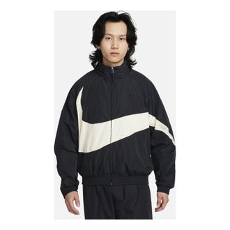 Nike Swoosh Woven Jacket Asia Sizing Black White FB7878-010