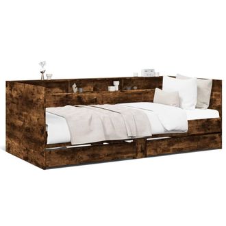 Berkfield Home Daybed with Drawers without Mattress Smoked Oak 75x190 cm Small Single in Brown