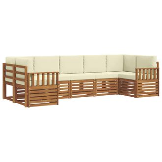 vidaXL Conjunto De Sof&aacute; Seccional Con Coj&iacute;n 7 Pcs Natural Y Crema Vidaxl