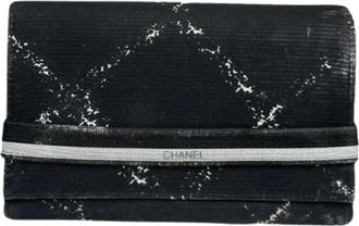 Chanel Pre-owned Katoenen Portemonnee - Dames - Vintage Accessoires - Zwart - ONE Size - Katoen - Vintage