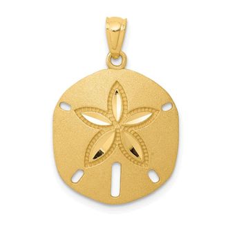Diamond2Deal 14k Yellow Gold Satin Diamond-cut Sand Dollar Pendant