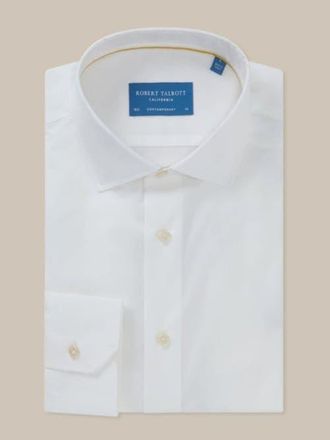 Robert Talbott Reynolds Light Weight Poplin Contemporary Fit Shirt in White at Nordstrom, Size 18.537