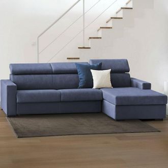 Talamo Italia Sof&aacute; Fijo Mikaela, Sof&aacute; De Esquina, 100% Made In Italy, Sof&aacute; De Sal&oacute;n Con Chaise Longue, En Tela Acolchada - Pen&iacute;nsula Contenedor Derecho, Con Reposab