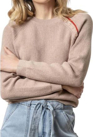 Lilla P Button Raglan Crewneck Sweater In Twig