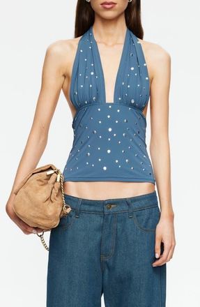 Lioness Safari Stud Halter Crop Top in Slate at Nordstrom, Size X-Small