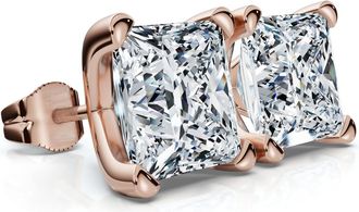 Pompeii3 Certified 4Ct Princess Cut Martini Studs 14k Gold Lab Grown