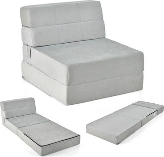 Costway Costway - Colch&oacute;n Plegable 3 En 1, Sof&aacute; Cama Plegable En 3 Secciones, Colch&oacute;n De Espuma De Densidad De 15 Cm, Funda Extra&iacute;ble Y Lavable, Cama De Invit