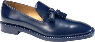 Fratelli Rossetti Schoenen, Dames, Blauw, 36 EU, Leer, Mocassins van leer met kwastjes