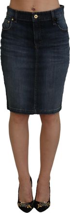 Fiorucci Womens Denim Pencil Skirt - Dark Blue Cotton - Size EU 40 (Womens)