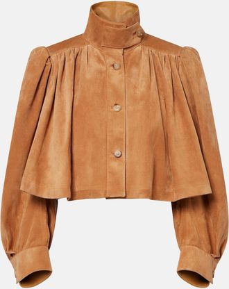 Chlo&eacute; Chlo&eacute; Cropped gathered suede jacket