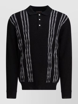 Beams Plus wool knit polo shirt ribbed trims