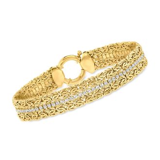 Ross-Simons CZ Byzantine Bracelet in 18kt Gold Over Sterling