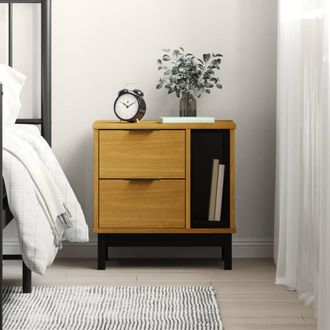vidaXL Mesita De Noche Flam Madera Maciza De Pino 49x35x50 Cm Vidaxl