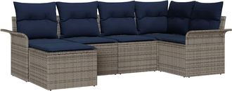 vidaXL Conjunto De Sof&aacute; De Jard&iacute;n 6 Uds. Gris Rat&aacute;n Sint&eacute;tico Vidaxl