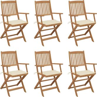 vidaXL Vidaxl - Sillas De Jard&iacute;n Plegables 6 Uds Y Cojines Madera Maciza Acacia