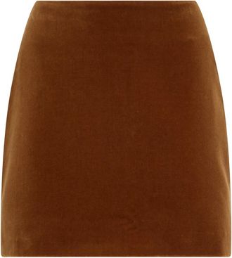 Blaz&eacute; Milano Hoge Taille Fluwelen Minirok - Dames - Korte rokken - Bruin - M - Katoen - Rokken