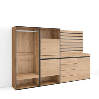 Skraut Home Zapatero, Armario Zapatos Botas, 227x145x35 Cm, Dormitorio, Habitaci&oacute;n, Vestidor Abierto, C&oacute;moda, Cajonera, Listones Decorativos, Estilo Moderno, Robl