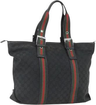 Gucci Pre-owned Tote Bags, female, Black, Size: ONE SIZE Pre-owned Vintage GG Canvas Tote Bag