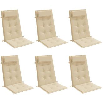 vidaXL Cojines De Silla Con Respaldo Alto 6 Uds Tela Oxford Beige Vidaxl