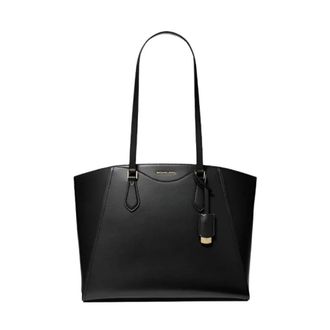Michael Kors Shopping Bags, female, Black, ONE SIZE, Black Tote Bag with Trapess Stitching