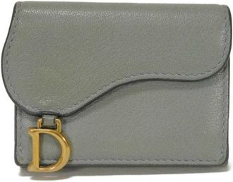 Dior Gray Leather Wallet (Tri-Fold) (Pre-Owned)