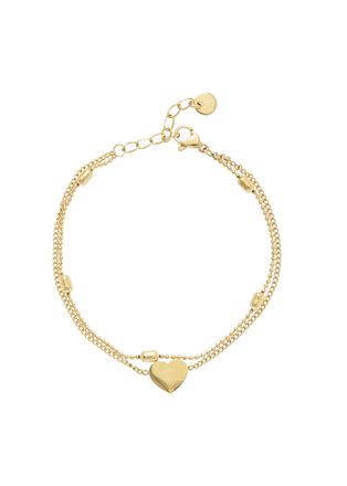 Lascana Fusskette LASCANA Mit Herzanh&auml;nger, Damen, Gr. Edelstahl, vergoldet, gl&auml;nzend, Fussketten Fusskette, Aus vergoldetem Edelstahl