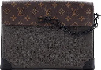 Louis Vuitton Brown Leather & Monogram Canvas Pochette Voyage Steamer (Authentic Pre-Loved)
