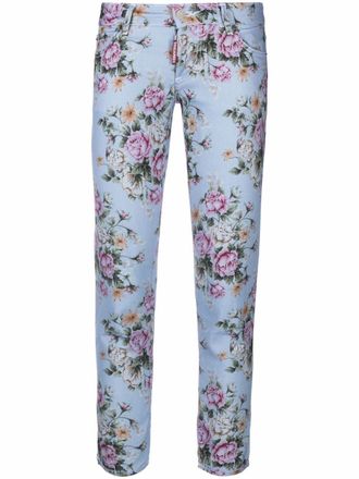 Dsquared2 Pantaloni skinny a fiori - Blu