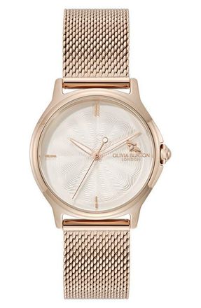 Olivia Burton Classic Bee Mesh Strap Watch, 30mm in Pink at Nordstrom
