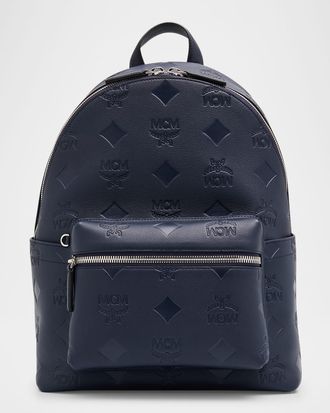 MCM Stark Mini Embossed Leather Backpack